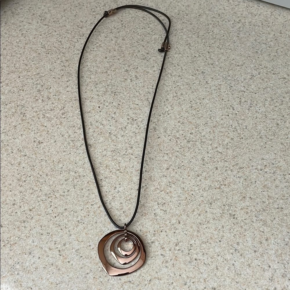 Elegant Brass Colored Pendant Necklace by Fossil